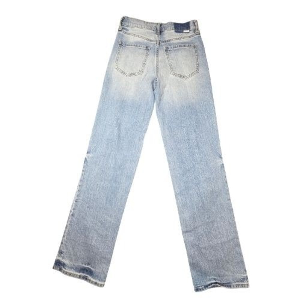 Daze Size 25 High Rise Straight Leg Distressed Light Wash Jeans Womens Momcore - Picture 3 of 11